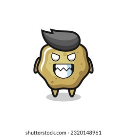 expresión malvada de taburetes sueltos personaje de mascota lindo, diseño de estilo lindo para camiseta, pegatina, elemento logo
