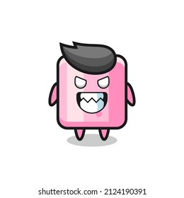 evil expression of the marshmallow cute mascot character , cute style design for t shirt, sticker, logo element