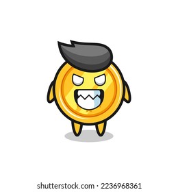 evil expression of the medal cute mascot character , cute style design for t shirt, sticker, logo element
