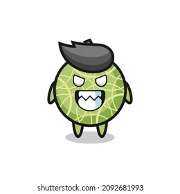 evil expression of the melon fruit cute mascot character , cute style design for t shirt, sticker, logo element