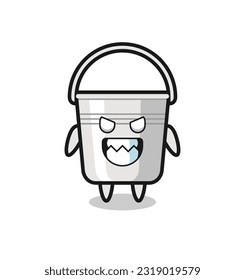 evil expression of the metal bucket cute mascot character , cute style design for t shirt, sticker, logo element