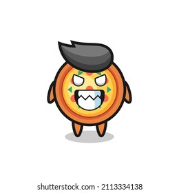 evil expression of the pizza cute mascot character , cute style design for t shirt, sticker, logo element