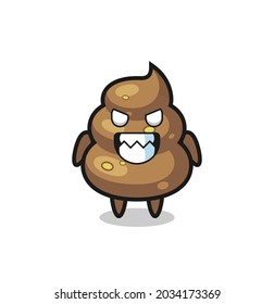 evil expression of the poop cute mascot character , cute style design for t shirt, sticker, logo element