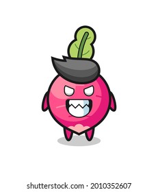 evil expression of the radish cute mascot character , cute style design for t shirt, sticker, logo element