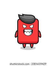 evil expression of the red card cute mascot character , cute style design for t shirt, sticker, logo element