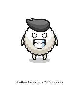 evil expression of the rice ball cute mascot character , cute style design for t shirt, sticker, logo element