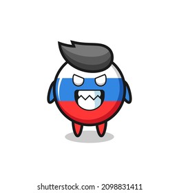 evil expression of the russia flag badge cute mascot character , cute style design for t shirt, sticker, logo element
