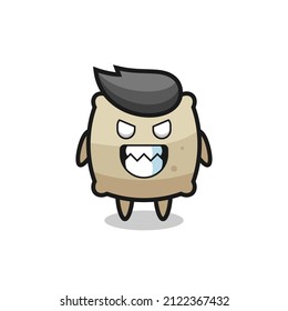 evil expression of the sack cute mascot character , cute style design for t shirt, sticker, logo element
