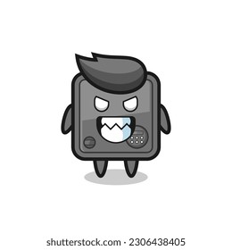 evil expression of the safe box cute mascot character , cute style design for t shirt, sticker, logo element