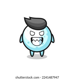 expresión malvada de la bola de nieve lindo personaje de mascota , diseño de estilo lindo para camiseta, pegatina, elemento logo