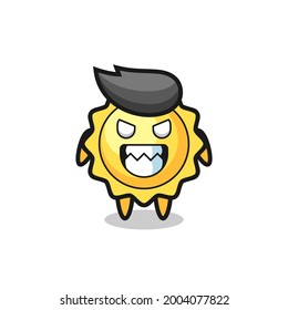 evil expression of the sun cute mascot character , cute style design for t shirt, sticker, logo element