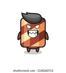 evil expression of the wafer roll cute mascot character , cute style design for t shirt, sticker, logo element