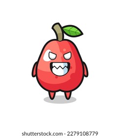 evil expression of the water apple cute mascot character , cute style design for t shirt, sticker, logo element