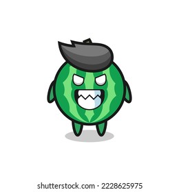 evil expression of the watermelon cute mascot character , cute style design for t shirt, sticker, logo element