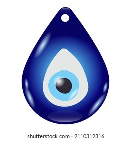 Evil eye amulet. Blue oriental protection talisman. Turkish and greek symbol of protection. Glass nazar vector illustration.