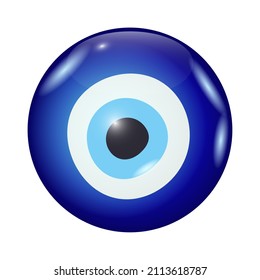 Evil eye amulet. Blue oriental protection talisman. Turkish and greek symbol of protection. Glass nazar vector illustration.
