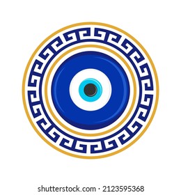 Evil eye amulet. Blue oriental talisman. Turkish and greek symbol of protection. Glass nazar vector illustration.