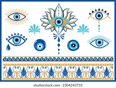 Pizarra vectorial griega Evil Eye Bead Nazar