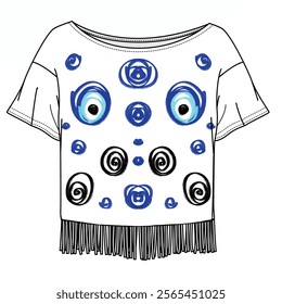 evil eye bead tshirt design. tassel tshirt design