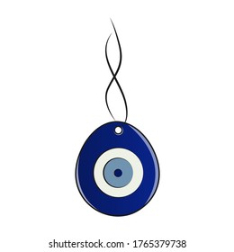 Evil eye bead, White Turkish evil eye beads on background. Amulet - blue Turkish Fatima's Eye.