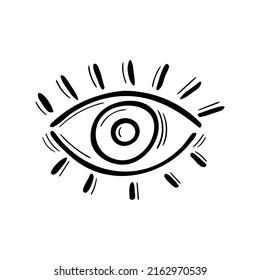 Evil eye. Doodle abstract talisman. Mystical element. Magical hand drawn sign. Vector illustration