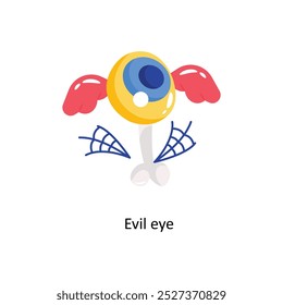 Evil eye doodle vector outline Sticker. EPS 10 file