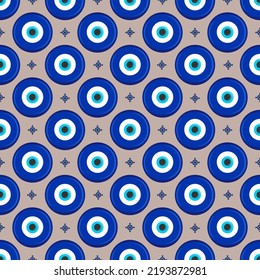 Patrón étnico de ojos malvados. Amuleto azul griego místico. Impresión tradicional turca. Símbolo de protección. El fondo del vector es transparente.