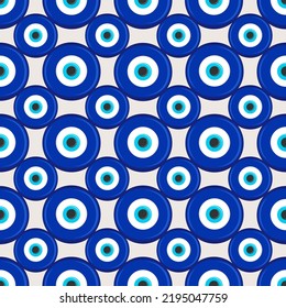 Böses augenethnisches Muster. Mystisch-griechisches Amulett. Türkischer traditioneller Druck. Schutzsymbol. Vektornahtloser Hintergrund.