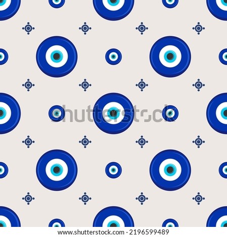 Evil eye ethnic pattern. Mystic greek blue amulet. Turkish traditional print. Symbol of protection. Vector seamless background.
