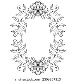 Evil eye frame hand drawn for adult coloring book