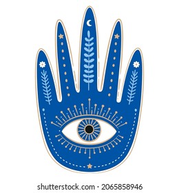 Böses Auge oder Hamsa Hand, Türkisch, Griechisch, Amulet, Schutz, Moderne, handgezeichnete Vektorgrafik