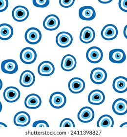 Evil eye Heavenly seamless pattern with suns, moons, stars, palms. For textiles, souvenirs, household goods