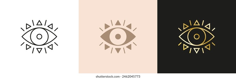 Evil eye icon set. Mystic sight symbol