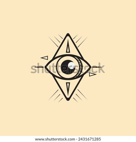 Evil eye icon, symbol illumination, eye on pyramid, triangle