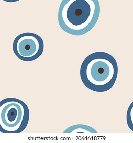 Evil eye lucky charm vector seamless pattern for textile, fabric, wallpapers, wrapping paper and other print and design. Esoteric, mystic, dark magic arts protection amulet, traditional Turkish charm.