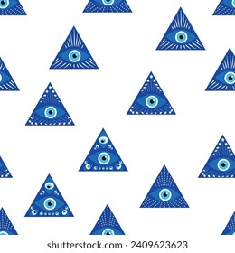 Evil eye magic seamless pattern. Symbol of protection, Turkish souvenir.