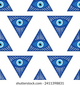 Evil eye magic seamless pattern. Symbol of protection, Turkish souvenir.