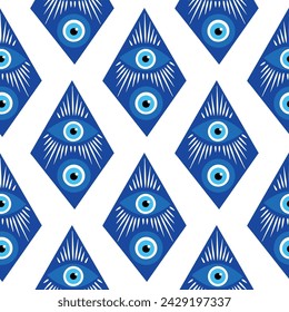 Evil eye magic seamless pattern. Symbol of protection, Turkish souvenir.
