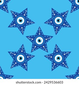 Evil eye magic seamless pattern. Symbol of protection, Turkish souvenir.