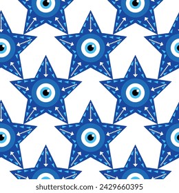 Evil eye magic seamless pattern. Symbol of protection, Turkish souvenir.