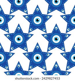 Evil eye magic seamless pattern. Symbol of protection, Turkish souvenir.