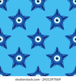 Evil eye magic seamless pattern. Symbol of protection, Turkish souvenir.