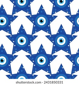 Evil eye magic seamless pattern. Symbol of protection, Turkish souvenir.