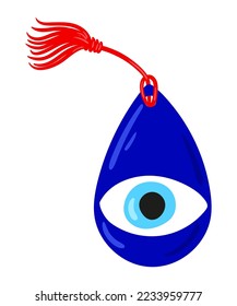 Evil eye mascot. Evil eye, Hamsa, Hand of Fatima, Eye of Providence. Vector illustrations of amulets. Freehand drawing style. Isolated on white