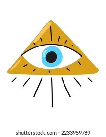 Evil eye mascot. Evil eye, Hamsa, Hand of Fatima, Eye of Providence. Vector illustrations of amulets. Freehand drawing style. Isolated on white