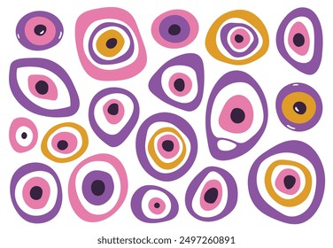 The evil eye, a protective amulet of Mediterranean cultures, in countries such as Greece, Turkey, Italy. Vetporial illustration in dooble style