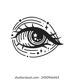 Evil eye. Eye of Providence. Lineart Vector illustration. Magic witchcraft symbol. Masonic symbol. Hand drawn logo or emblem