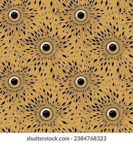 Evil eye repeating pattern. Flat seamles repeating pattern. Editable vector file. Can use as background, print, fashion fabric, wallpaper, wrapping paper, etc.