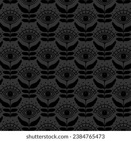 Evil eye seamless pattern design. Editable and repeating vector illustration file. Can use as print, background, fashion fabric and textile, wallpaper, wrapping paper, etc.