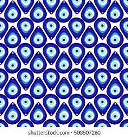 Evil eye seamless pattern. Turkish eye bead background